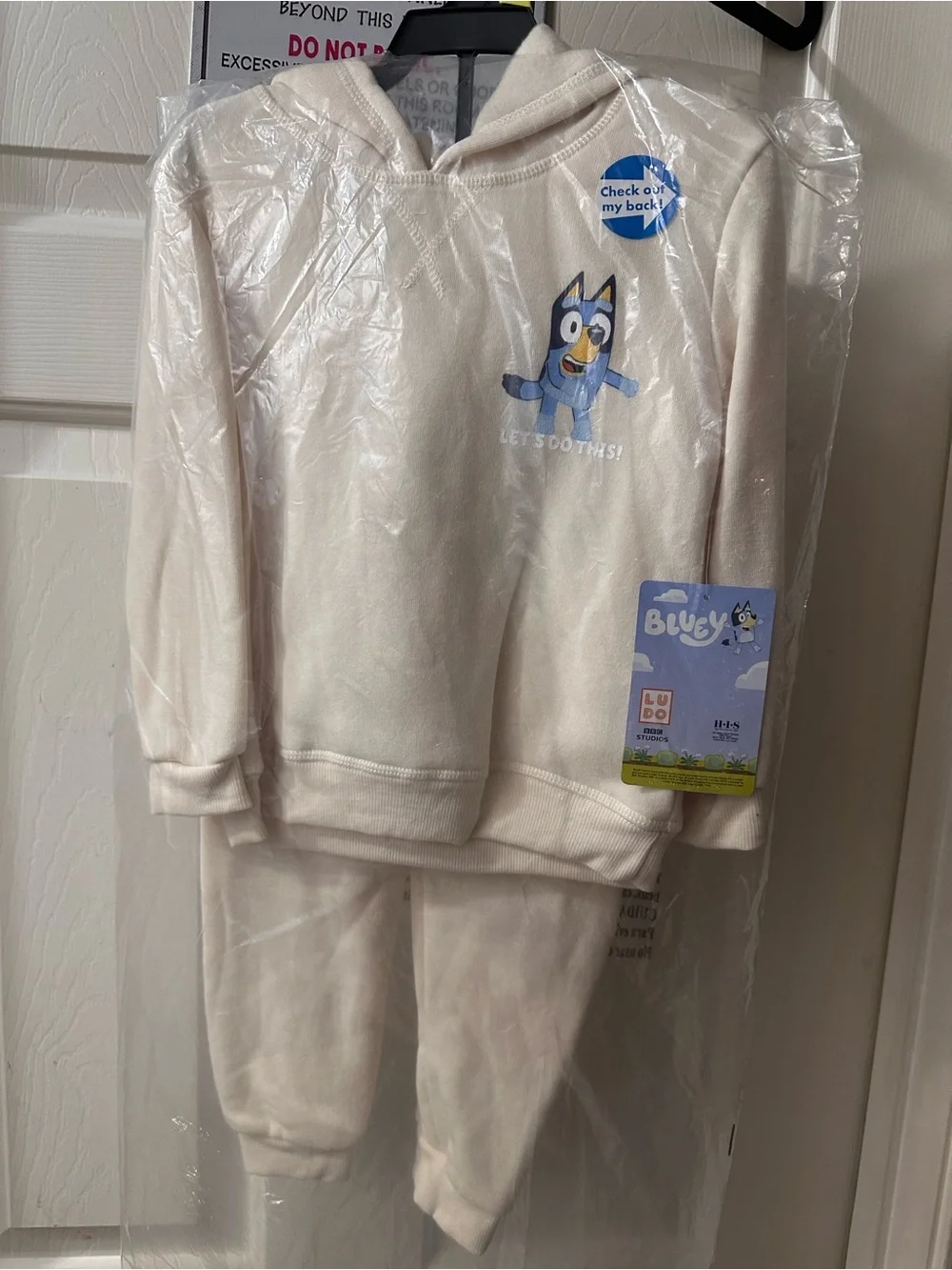 Kids Bluey Cream Hoodie & Jogger Pajama Set